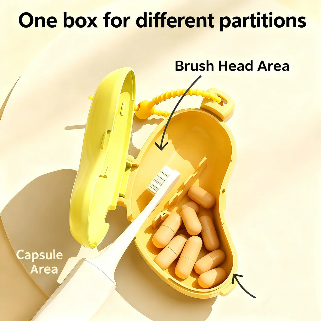 Compact Banana Toothbrush with Protective Cap and Toothpaste Storage Travel Essential Convenient Dental Care Accessory