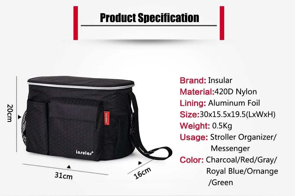 Fashion Cart Hanging Stroller Bag Thermal Insulation Mommy Bags Baby Diaper Bags Waterproof Changing Bag