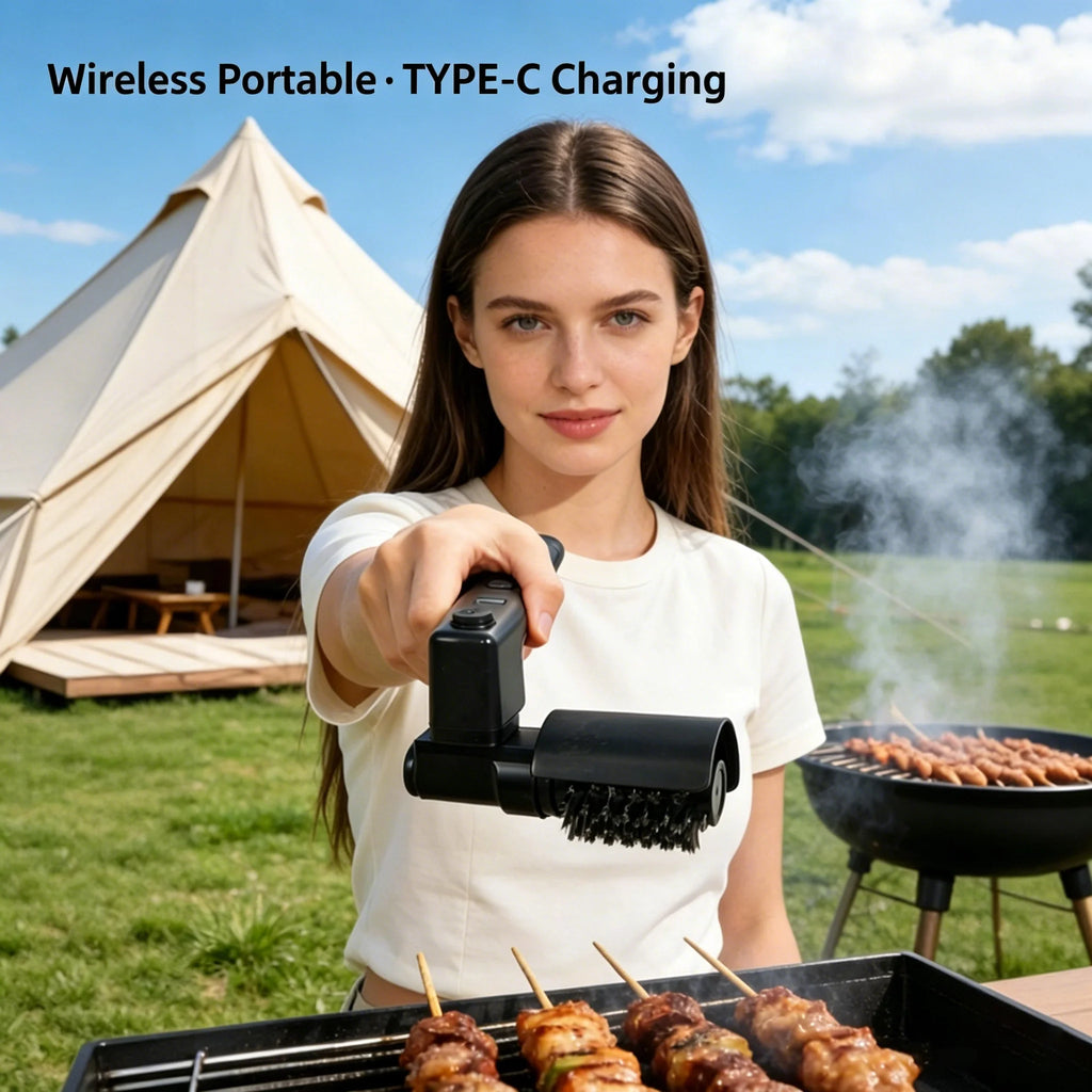 Electric Grill Brush Rechargeable, 3 Powerful Speed BBQ Grill Brush for Outdoor Grill, 180° Adjustable, Stainless Steel Rotary B