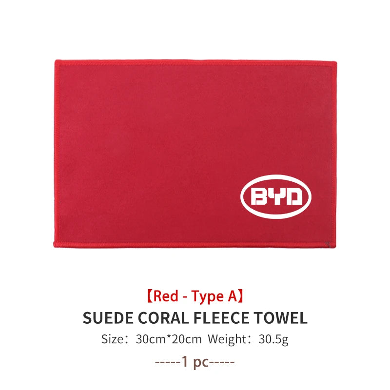 Car Cleaning Cloth Deer Skin Coral Soft Towel Auto Washing Tool Accessories For BYD Tang EV600 Han EV Yuan ATTO Song PLUS Pro
