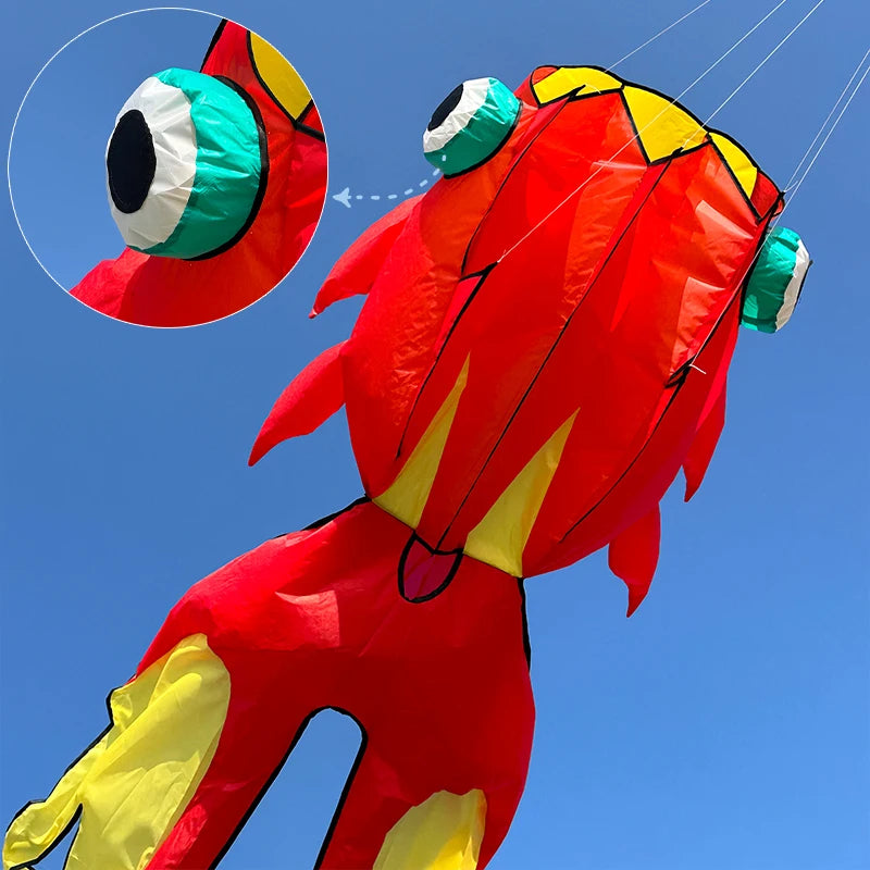 10M 3D Goldfish Soft Kite 3 Air Inlet Inflatable Nylon Large Beach Professional Kites Easy To Fly and Tear Proof Cometa Gigante