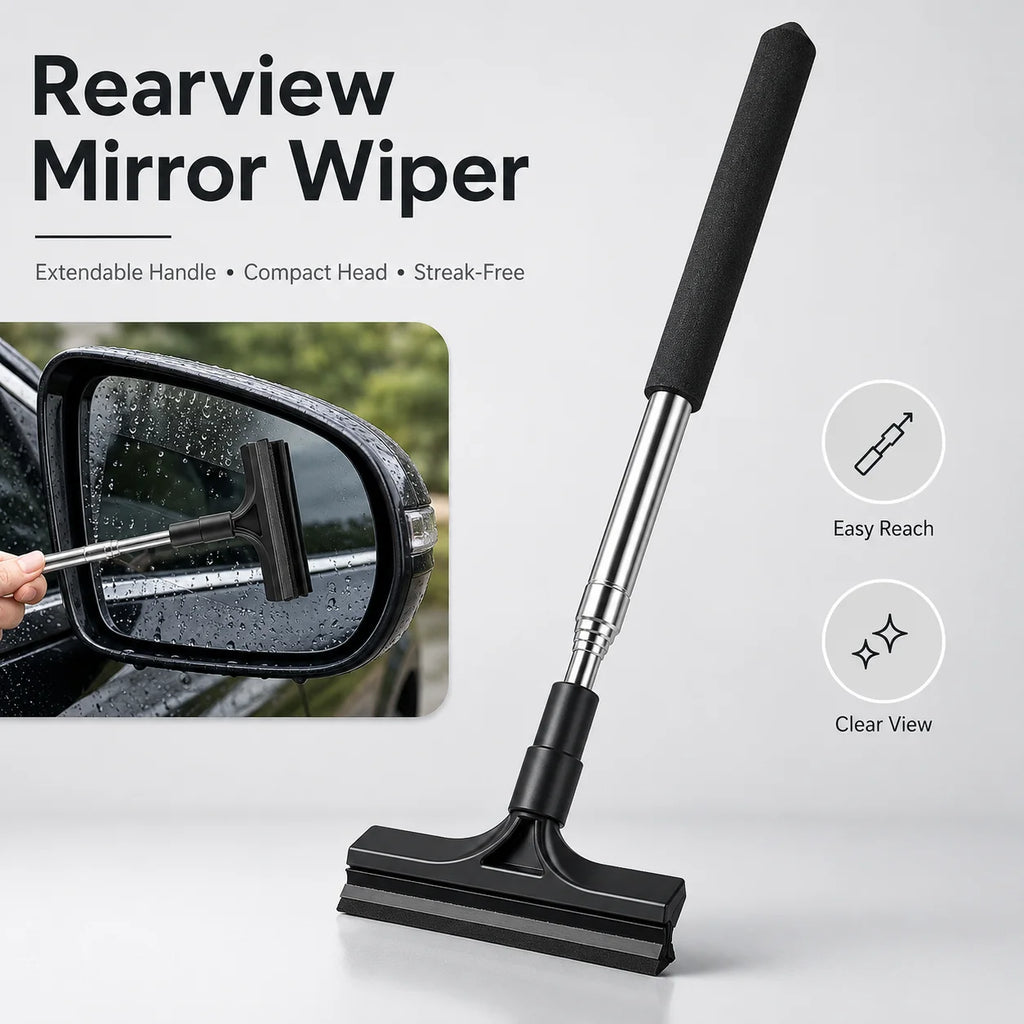 Telescopic Rearview Mirror Wiper Car Window Cleaning Scraper Mist Remover Extendable Brush Auto Accessories Rain Tool