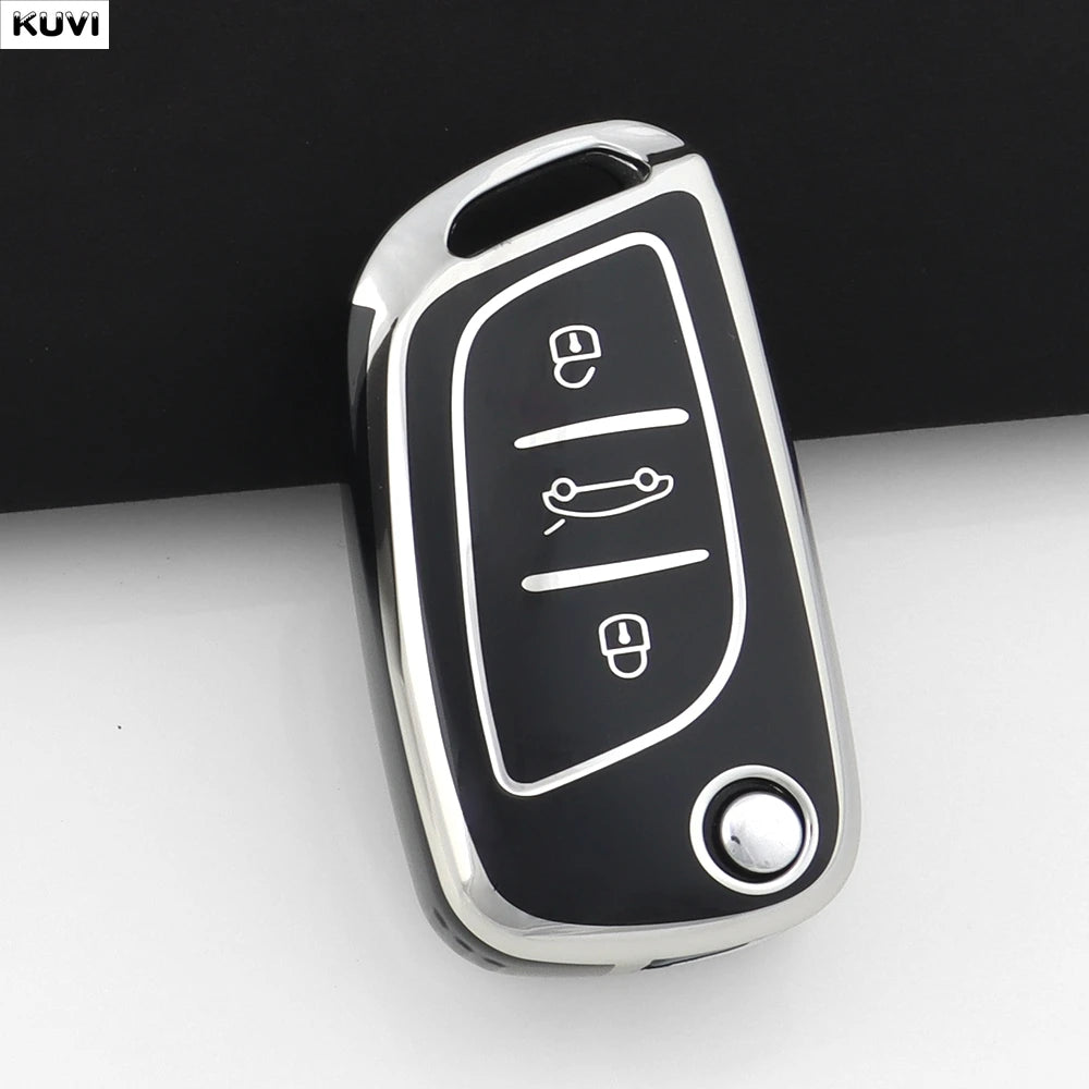 Fashion TPU Car Flip Key Case Cover Shell For Citroen C1 C2 C3 C4 C5 XSARA PICA For Peugeot 306 407 807 For DS DS3 DS4 DS5 DS6