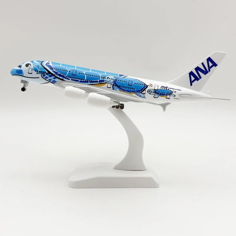 16/20CM A380 ANA Sea Turtle Metal Airplane Model Plane Toy with Display Stand for Adult Aviation Gifts Collection