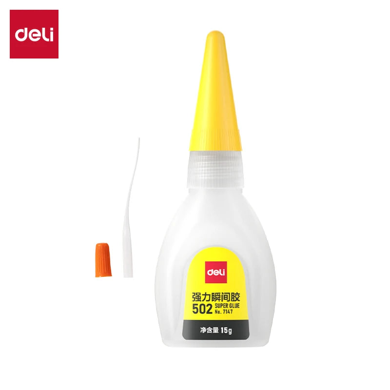 Deli 502 Super Glue, Strong Instant Cyanoacrylate Adhesive for Metal, Wood, Plastic, Craft & Hardware Repair