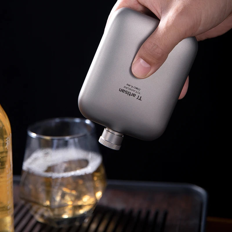 Tiartisan 170ml 230ml Titanium Hip Flask Outdoor Travel Ultralight Portable Alcohol Bottle Pocket Mini Whiskey Wine Pot