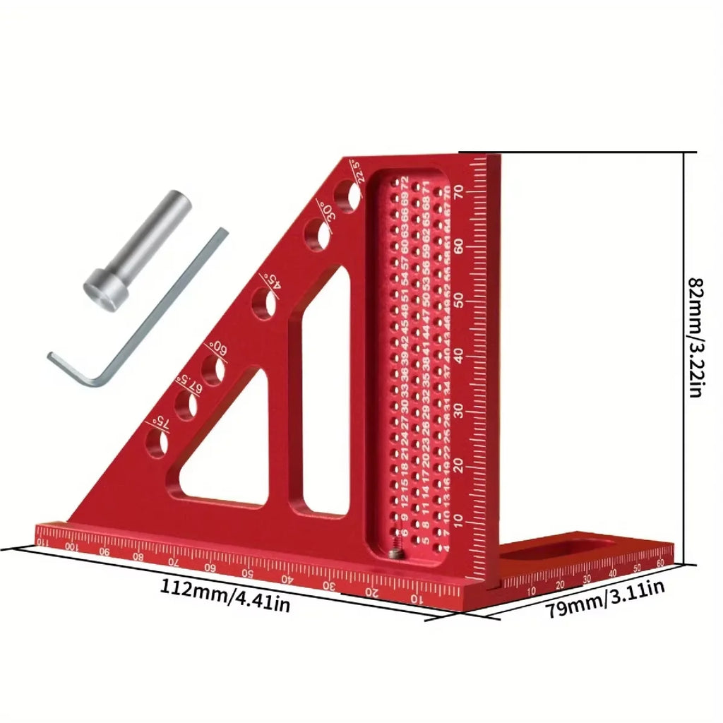 3D Measuring Ruler Aluminum Alloy Woodworking Square Protractors Triangle Layout Measuring Tool Multipurpose Measuring Ruler