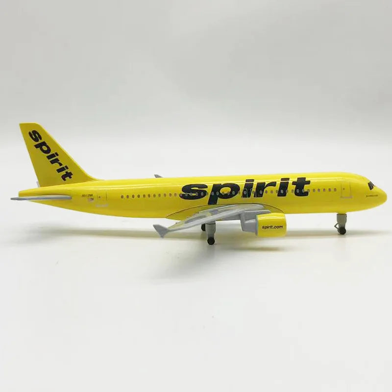 Die-Cast 20CM A320 Metal Model Airplane Toy Spirit Airlines USA with Metal Alloy Toys Plane Model for Kids Children Decoration