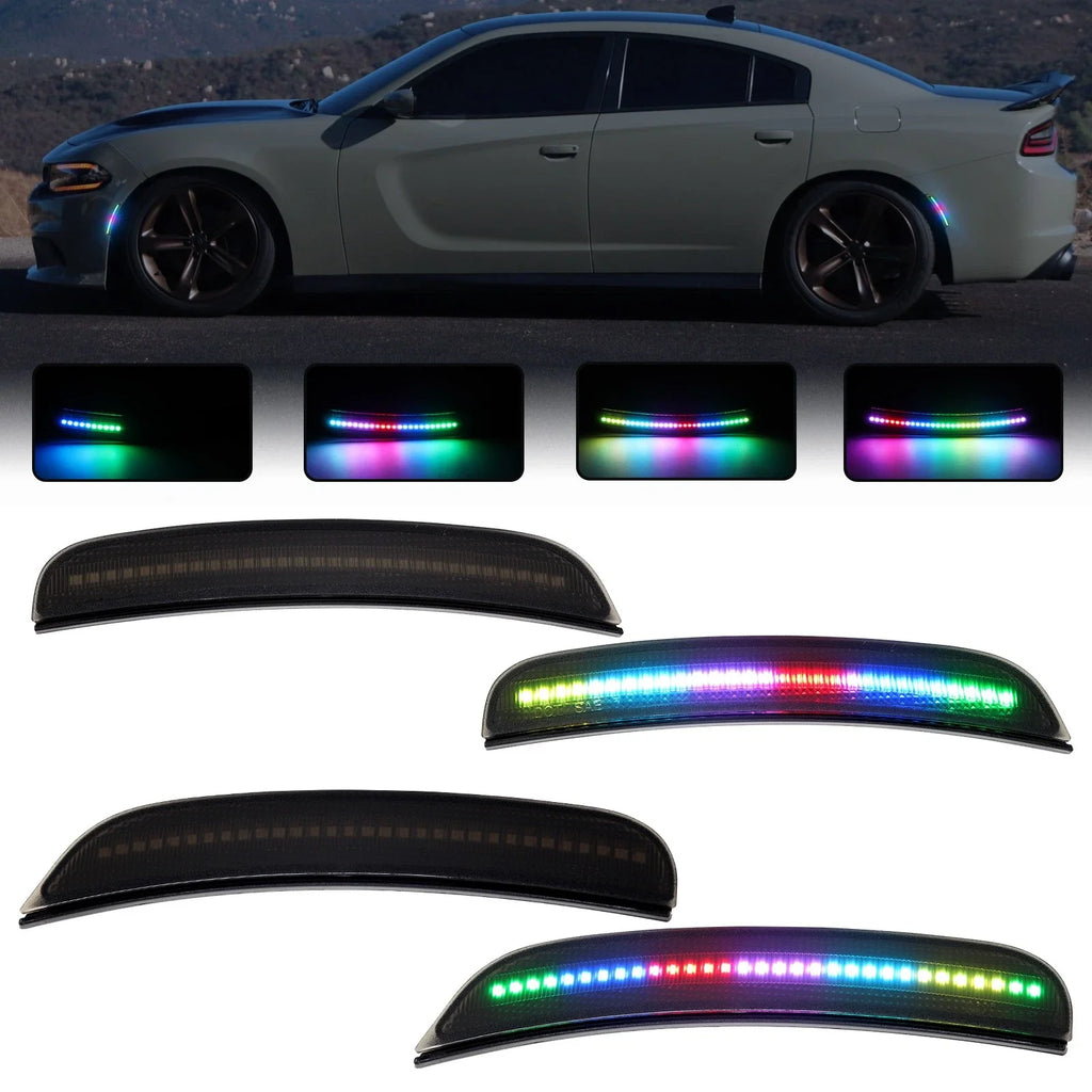 4Pcs/set LED Side Marker Light Front Rear Bumper Fender Lamp for Dodge Charger 2015-2023