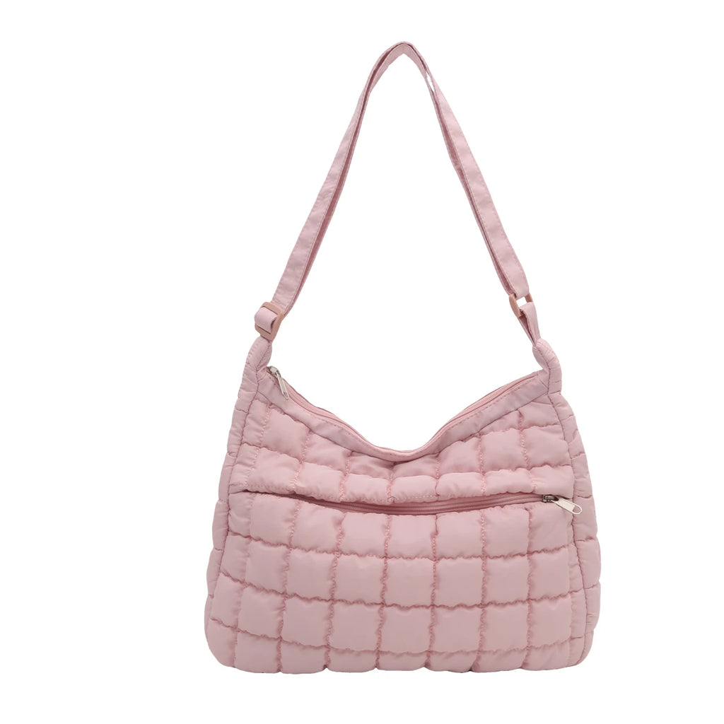 2025 New Quilted Puffer Shoulder Bag for Women Large Capacity Tote Sling Bag Fashion Casual Crossbody Satchel Bag Female Handbag