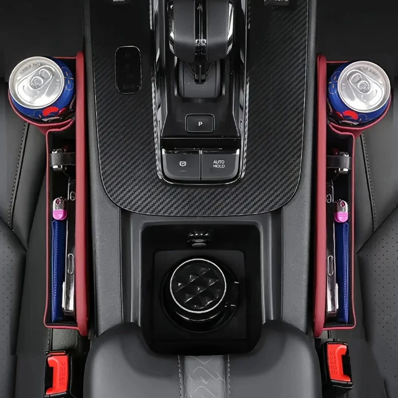 Universal Car Seat Gap Organizer Storage Box Multifunction Leather Crevice Side Storage Pocket Wallet Keys Card with Cup Holder