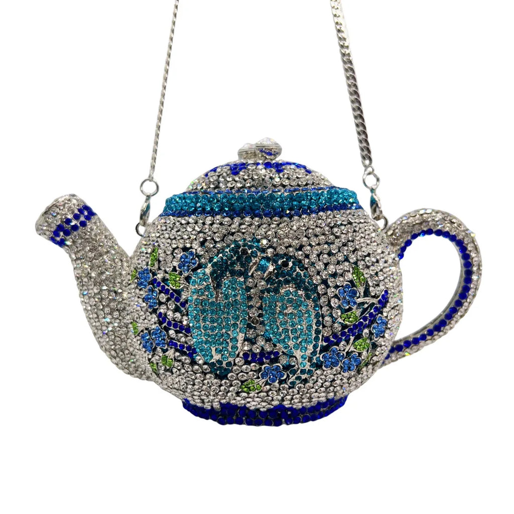 Teapot Women Rhinestone Evening Bag Classical Party Crystal Clutches Christmas Gift Bags Luxury Handbag Wedding Bridal Purse