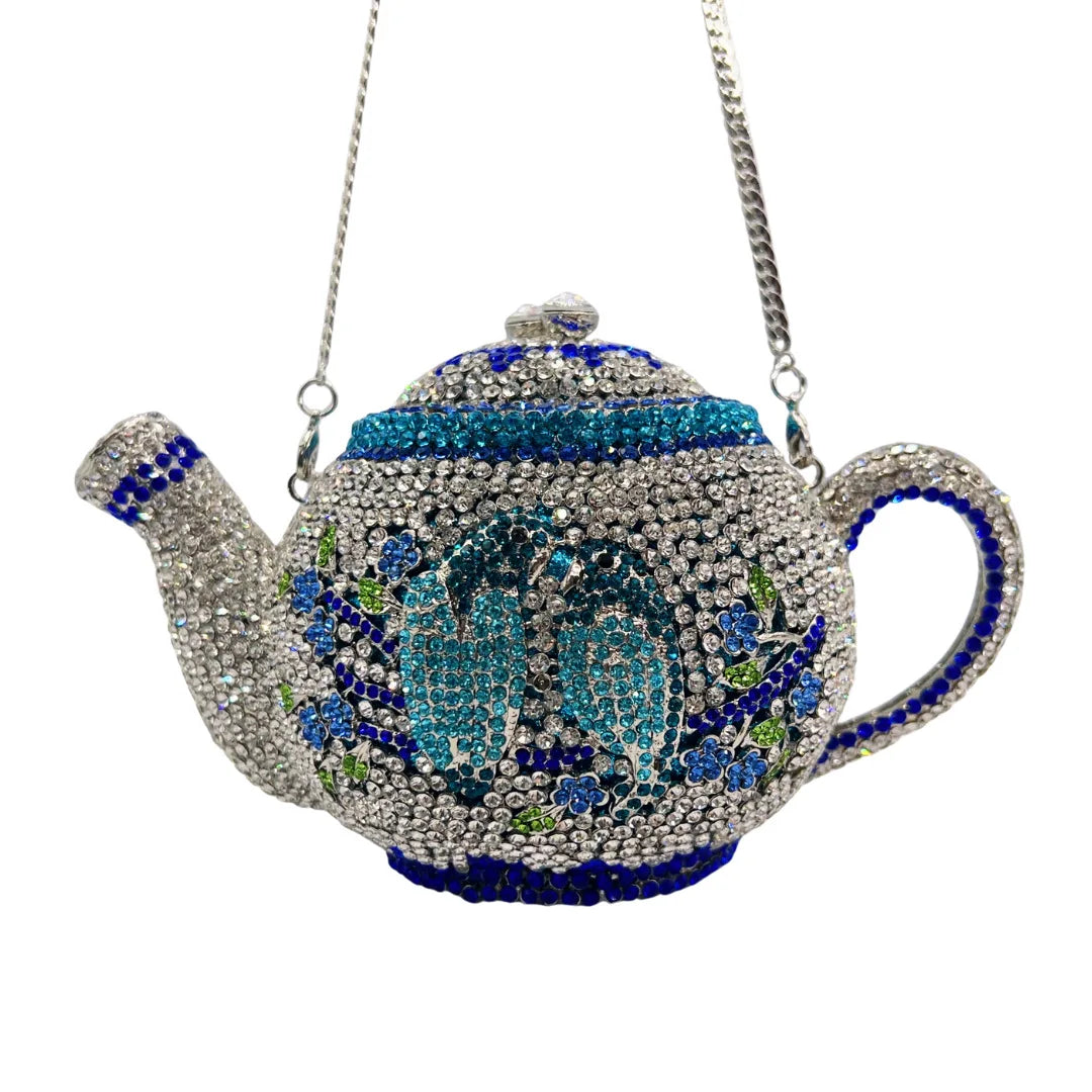 Teapot Women Rhinestone Evening Bag Classical Party Crystal Clutches Christmas Gift Bags Luxury Handbag Wedding Bridal Purse