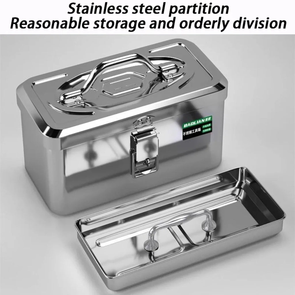 Stainless Steel Toolbox Organizer Electronics Car Mechanic Tool Case Thickened Hardware Storage Tools Case Handheld Toolbox