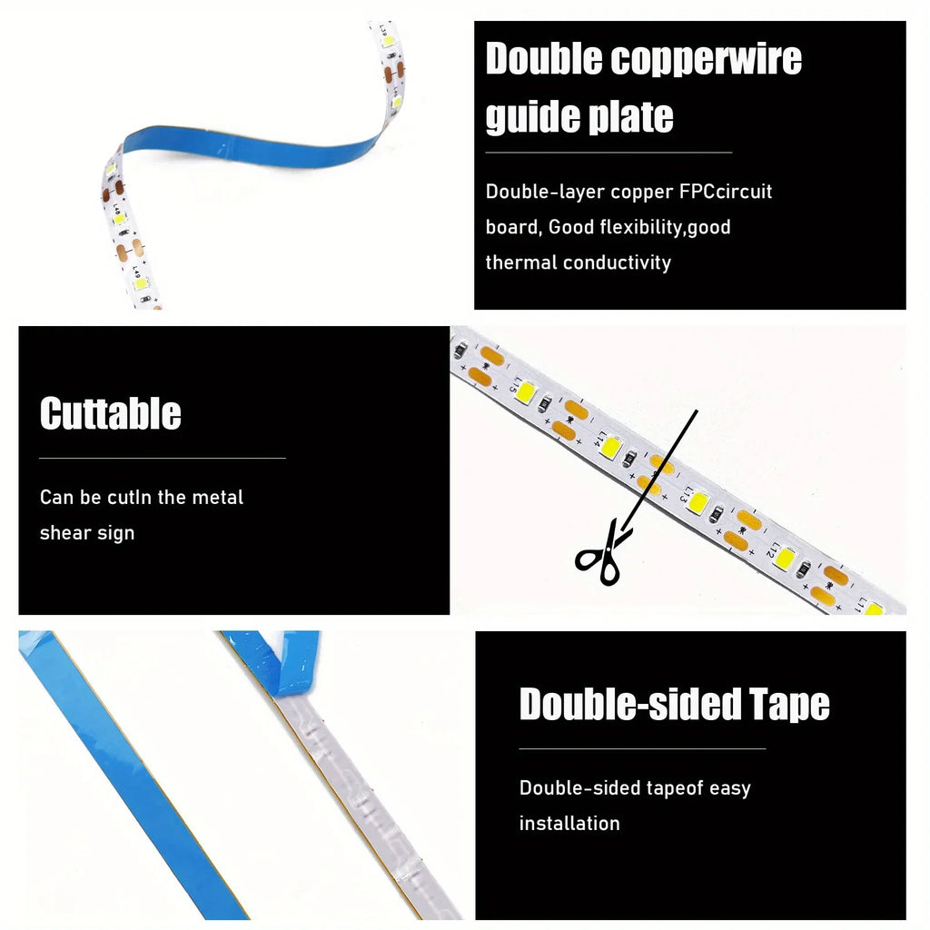 5V 2835 LED Strip Lights can be pasted,cuttable,White/Warm White Flexible LED Light For TV Backlight Home Cabinet Decor Lighting