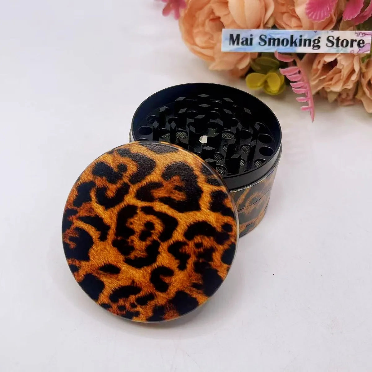 50/63mm Leopard Print Herb Grinder Manual Pepper Mill Salt Spice Mortar Tobacco Grass Grinder Cigarette Smoking Accessories