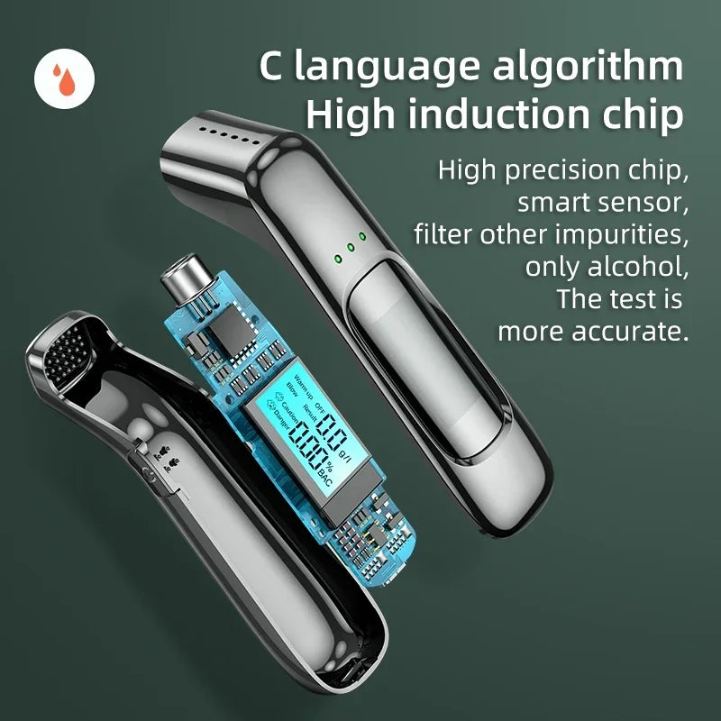 Non-contact Alcohol Tester High Precision Breathalyzer Alcometer USB Rechargeable LCD Display Digital Portable Alcohol Detector