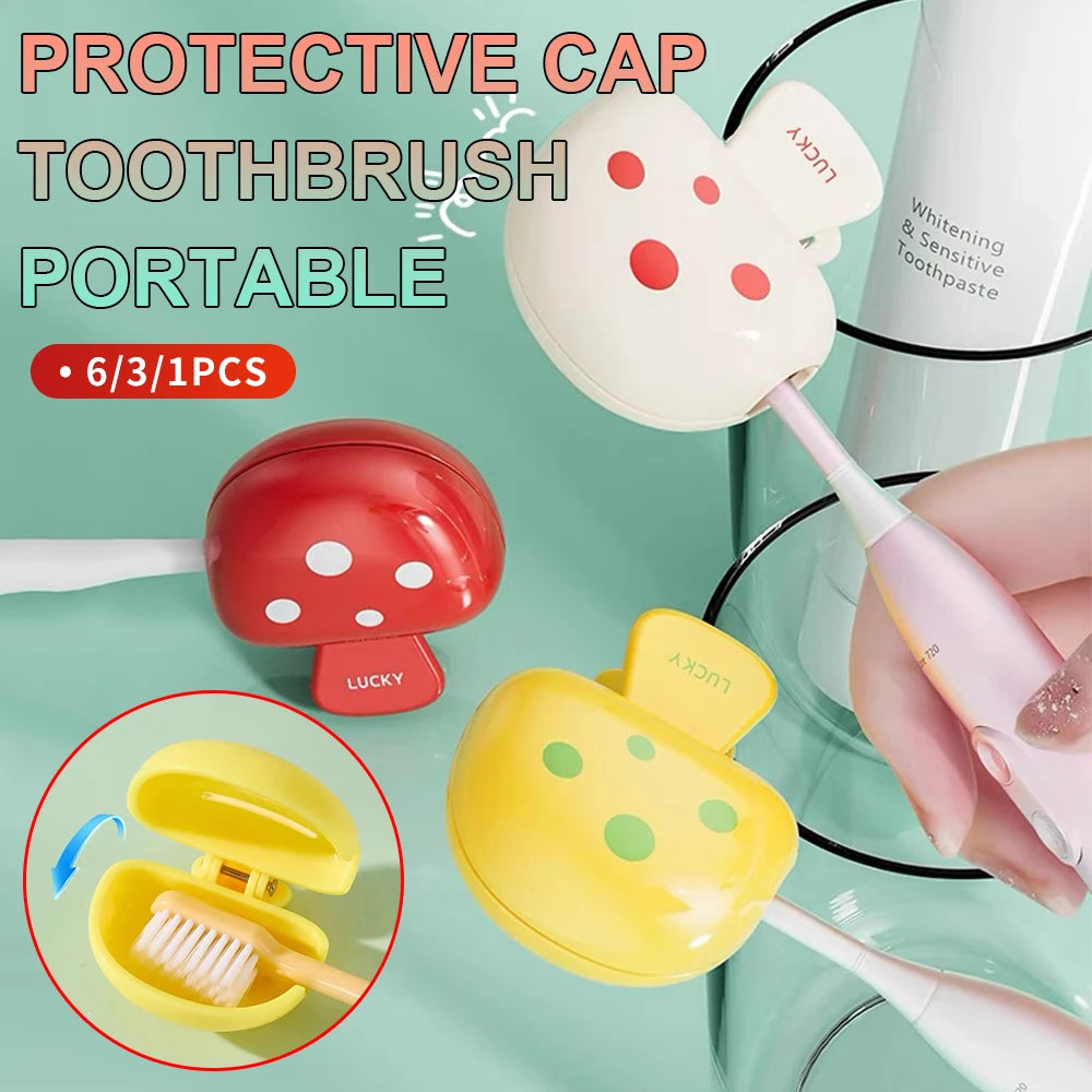 6/3/1 Travel Toothbrush Head Cover - Cute Mushroom Shaped Toothbrush Head - Protective Cap Portable Protective Cap, Suitable for
