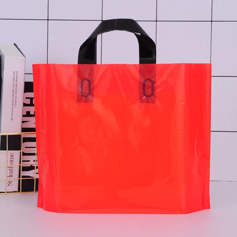 100pcs Custom Logo Colorful Shopping Bags With Handle Plastic Gift Bag Print One Color Logo On Double-sided Free Design Print