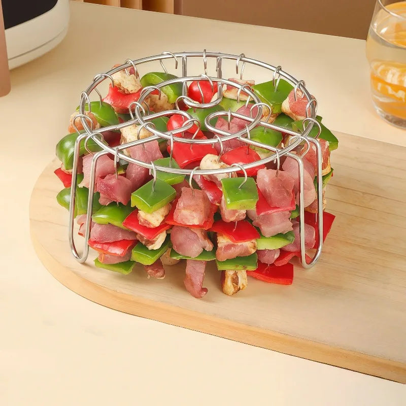Stainless Steel Vertical Grill Rack Detachable String Grill Vertical Barbecue Skewer Bracket 12/24/36/48 Skewer Holder