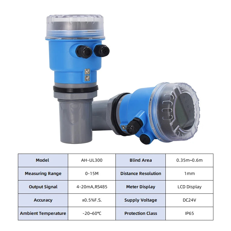 Ultrasonic Level Meter 4-20mA RS485 out Integrated Split Sensor Level Meter Material Level Transmitter Water Level Controller