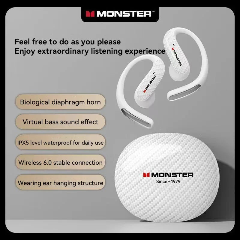 Monster MQO37 TWS Bluetooth 6.0 Sports Noise Reduction Headphones HiFi Stereo Music Gaming Earphones HD Call Headphones With Mic