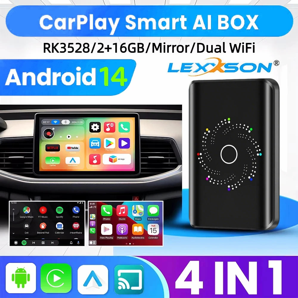 2025 New Wireless Android Auto Adapter Wired to Wireless Carplay Smart Box USB Plug and Play Online Upgrade WiFi Auto Connection