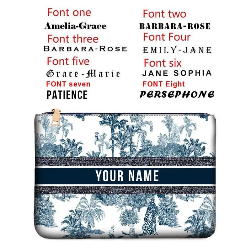 Canvas makeup bag WOMAN BAG Fashion Designer Party Clutch Personalized Custom Print Name Letter Beach Bag Travel Cosmetic Bag