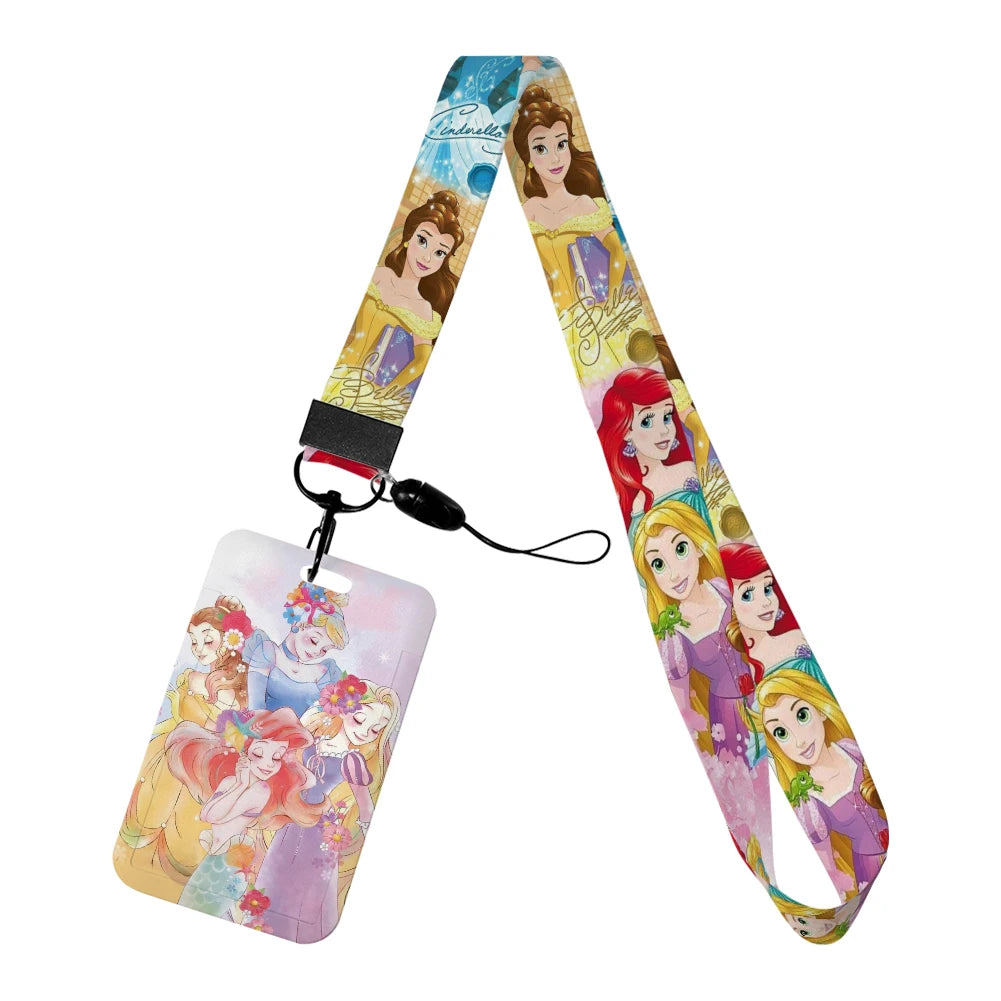 Disney Princess New Arrival Card Holder Student Keychain Girl Bus Metro Protective Case School Card Cover Kid Personalized Gifts