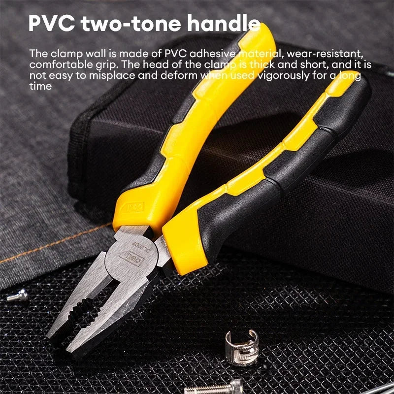 Deli 6/7/8 Inch Linesman Pliers Combination Pliers with Wire Cutter for Twisting Cutting Wires and Clamping Screws Crimping Tool