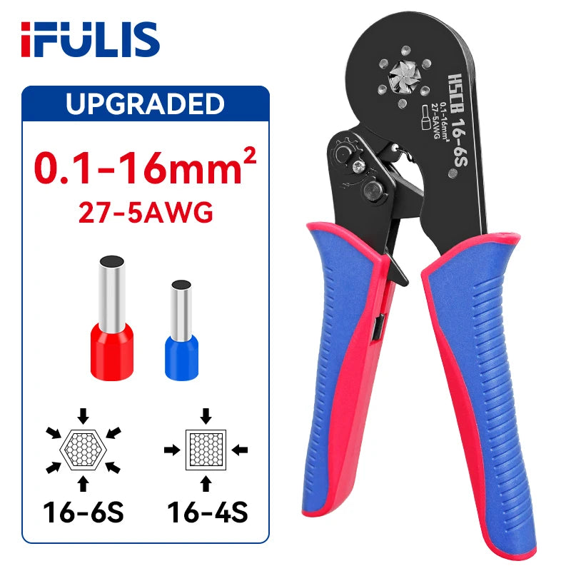 Tubular Terminal Crimping Pliers HSC8 16-4S 16-6S 16mm² Crimper Tools Wire Connector Ferrule Household Electrical Clamp Tool