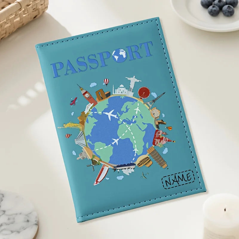 Custom Passport Holder, Premium Synthetic Passport Wallet - Compact And Foldable, Travel Wallet Featuring a World Map Design