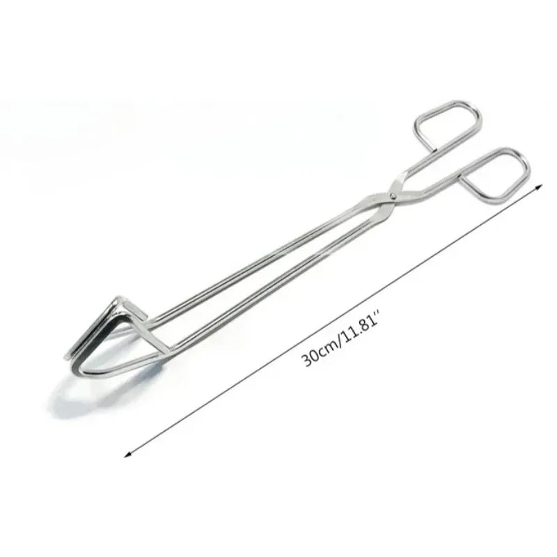 BBQ Clip Tongs Stainless Steel Heat Resistant Hollow Out Design for Sandwich Bread Outdoor Grilling and Kitchen Accessories
