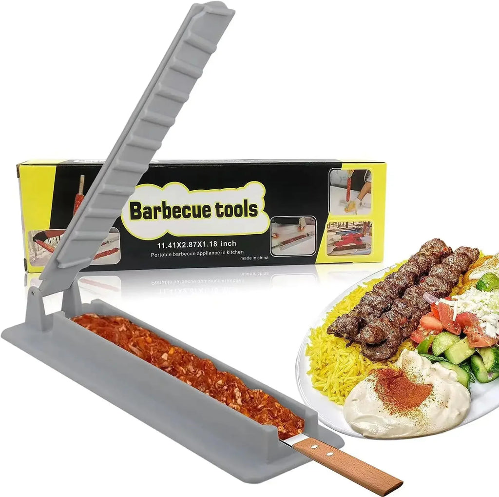 Manual Plastic Kebab Maker Mould Press Barbecue Meat Skewer Kebab Making Outdoor BBQ Tool Gadget