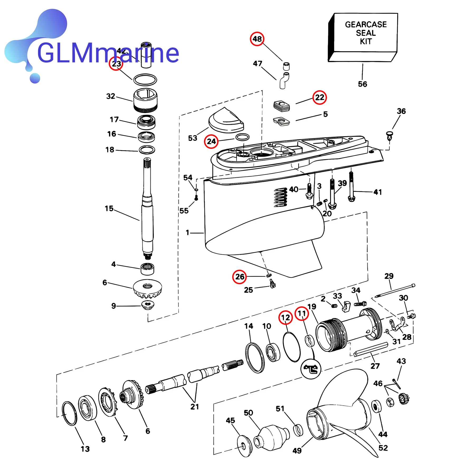 For OMC Cobra Seal Kit 3855275 for OMC Cobra Sterndrives 1994 1995 1996 1997 1998 Replaces 18-2598 3854595 3852315 3863090
