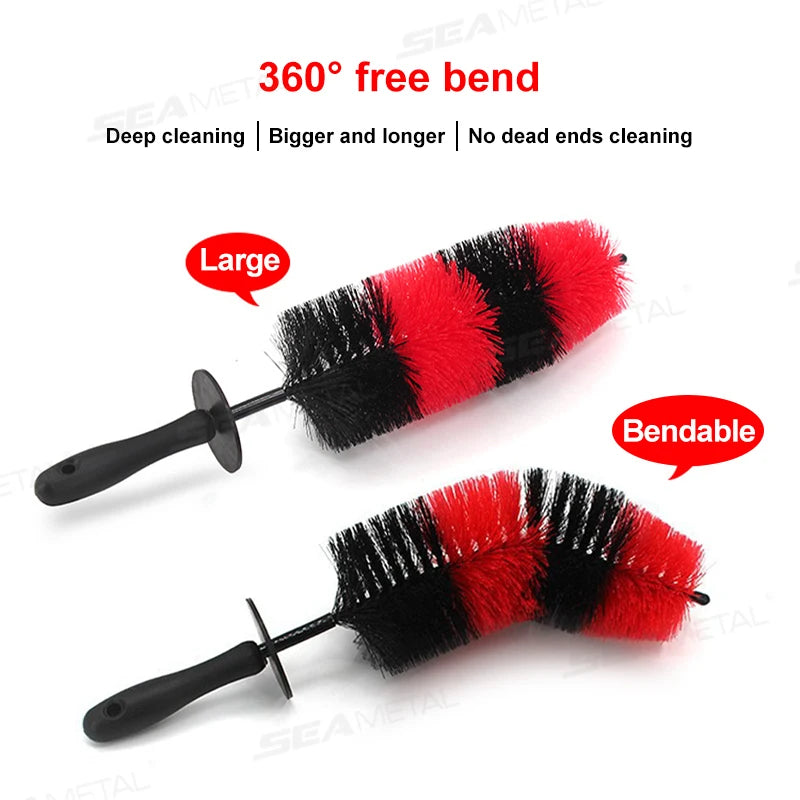 SEAMETAL Car Wheel Cleaning Brush Long Handle Car Wheel Rim Hub Cleaning Brush Tire Detail Brushes for Car Wash Accessories