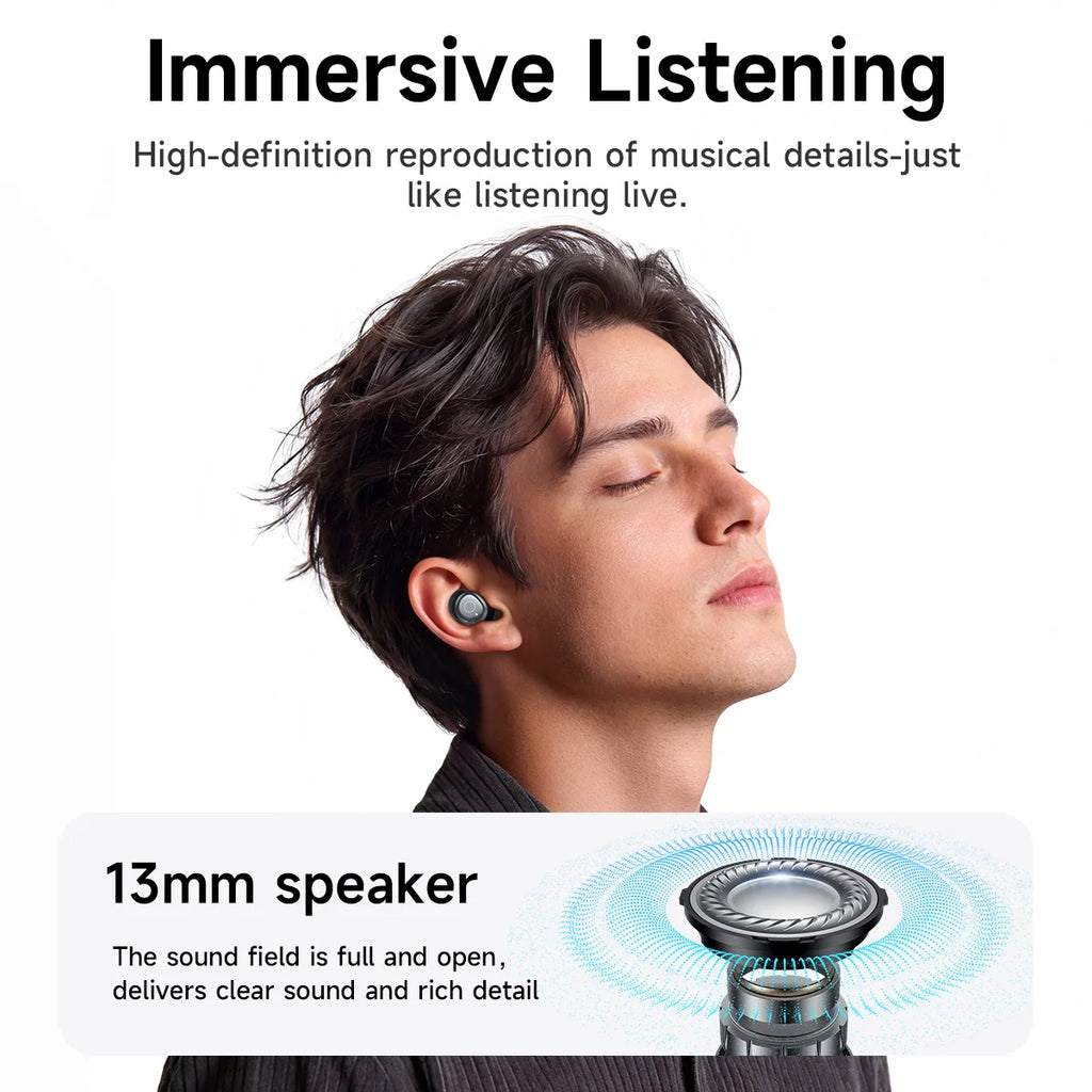 HOCO EQ37 ANC Noise Reductio Sleep Earphones AI Translation Headsets Bluetooth 6.0 Headphones HIifi Earbuds With APP Function