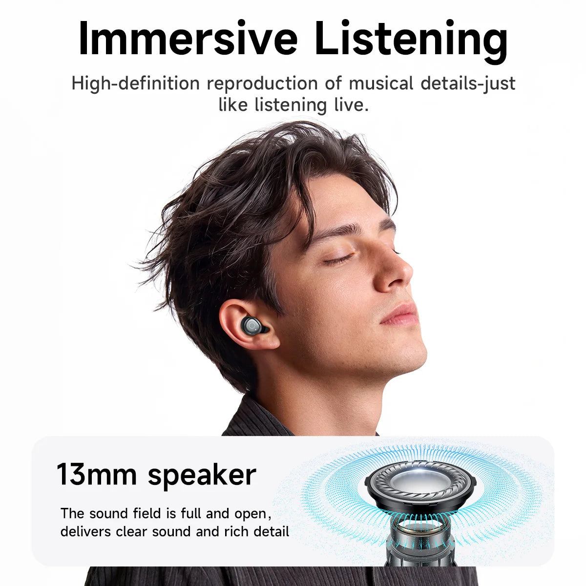 HOCO EQ37 ANC Noise Reductio Sleep Earphones AI Translation Headsets Bluetooth 6.0 Headphones HIifi Earbuds With APP Function
