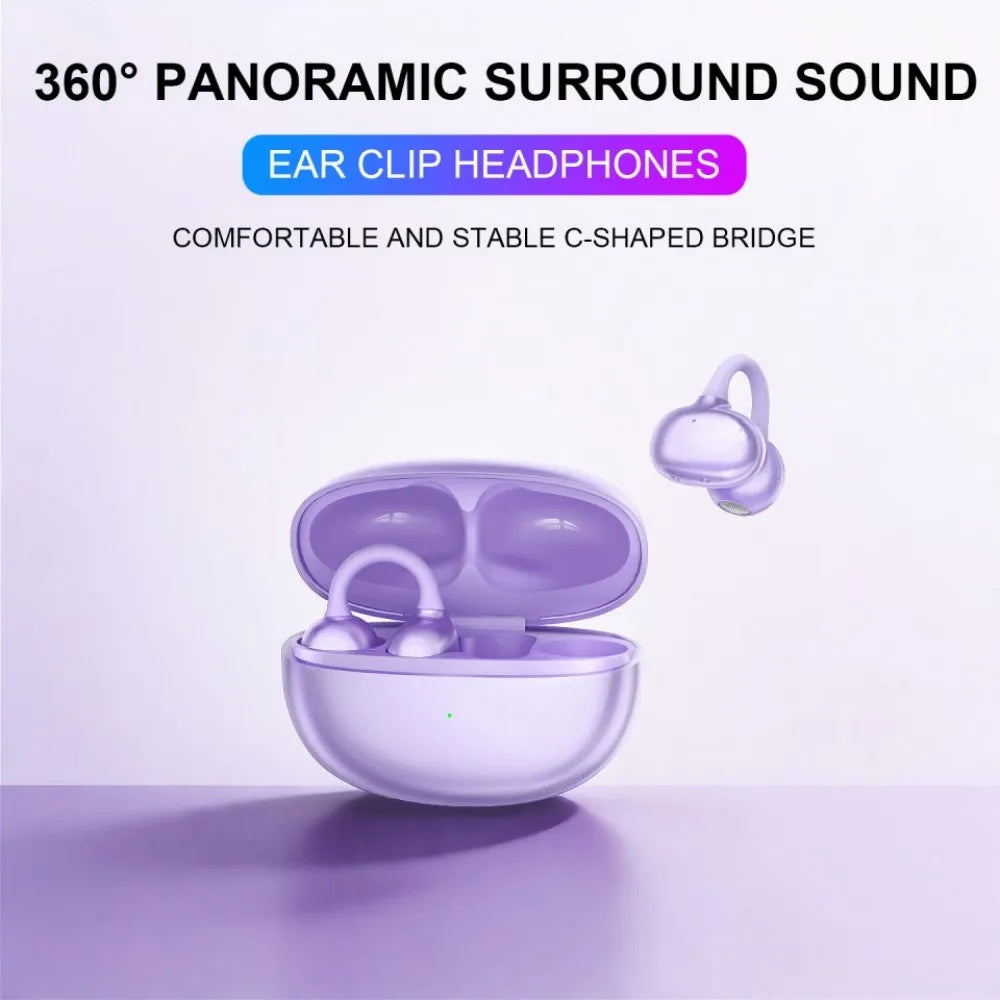 1 or 2 PCS Ear Clip Headphones Wireless Bluetooth Stereo Headset On For Android iOS Smart iPhone Xiaomi Mi Universal Headset