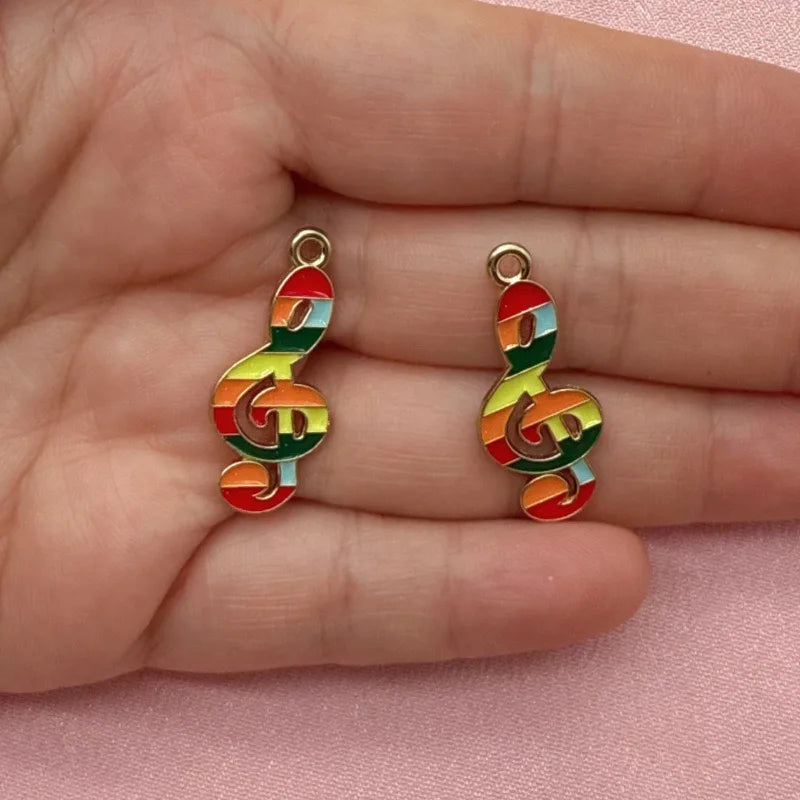 15pcs Alloy Drip Oil Cross border Music Festival Cute Instruments Guitar Notes DIY Accessories Pendant Handmade
