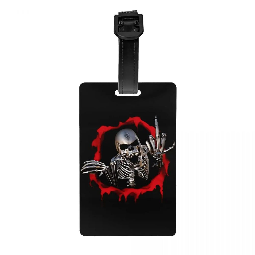 Custom Evil Hands Skull Luggage Tag Privacy Protection Halloween Gothic Skeleton Baggage Tags Travel Bag Labels Suitcase