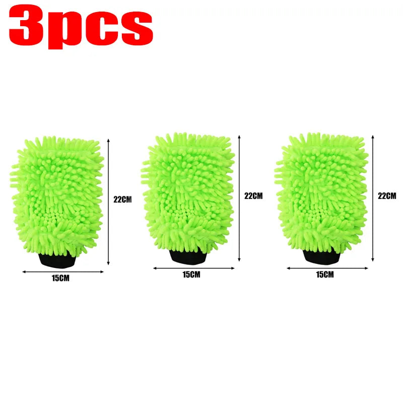 Lint-Free Scratch-Free for Auto Detailing Absorbent Wash Mitt Double-Sided Chenille Microfiber Car Cleaning Glove Car Wash Glove