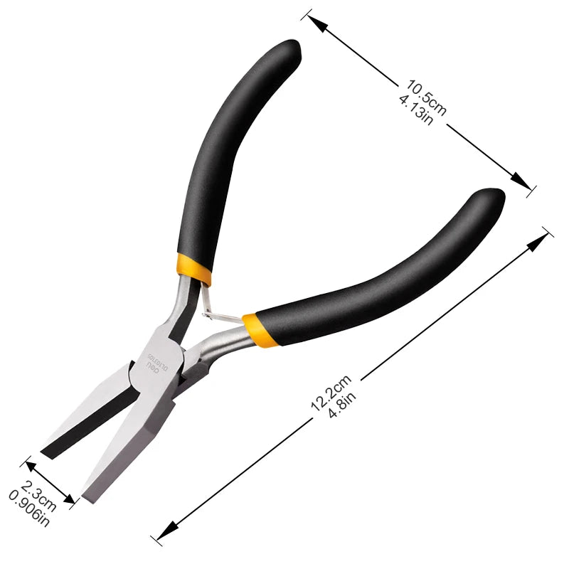 5-inch Mini Flat Nose Pliers - High Carbon Steel with Coated Handle, for Electrical Repair, Home DIY , Gripping in Tight Spaces