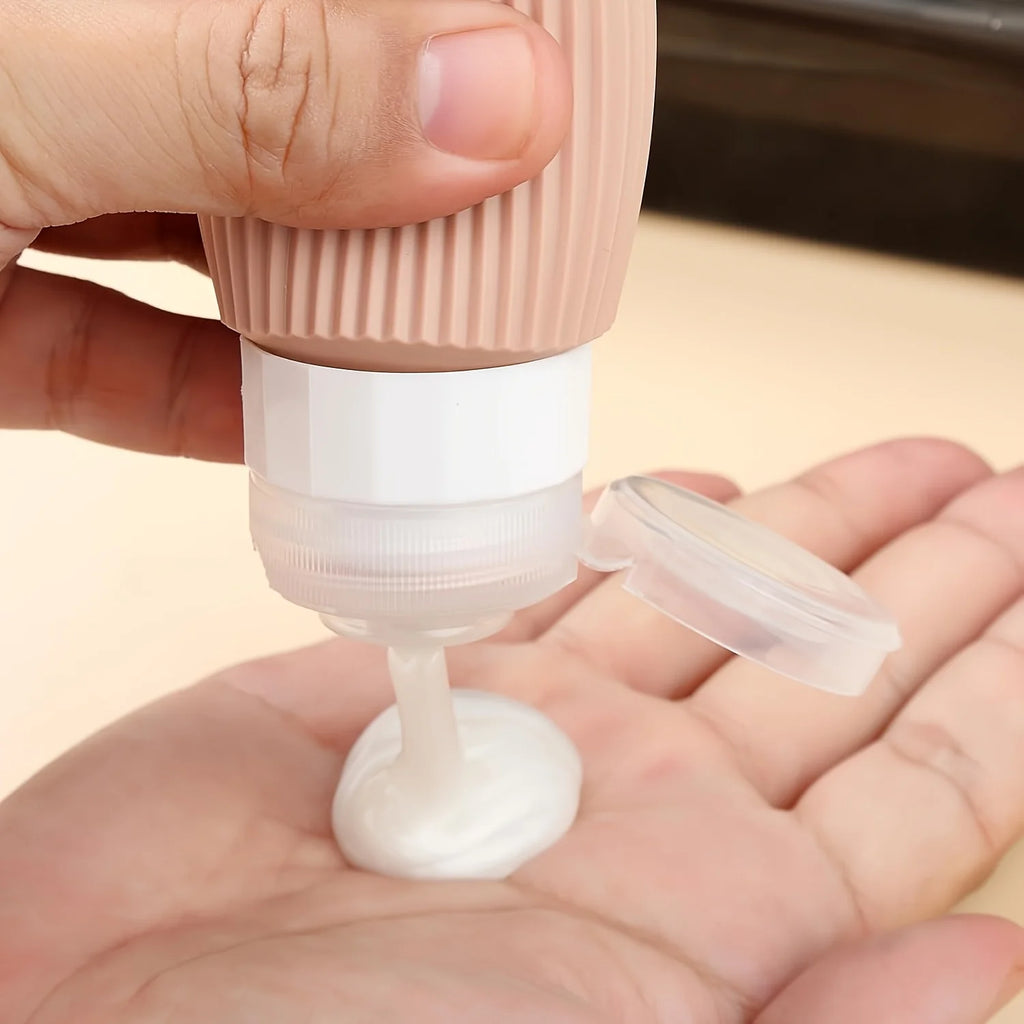 Travel Toiletry Bottles 【8Pcs】Set, 3 Ounces (about 85 Grams), Travel Toiletry Containers, Leak-Proof Squeezable Silicone Travel Essential Cream Jars. 【Travel】Seasonal and 【Ship and Plane】Travel Essentials