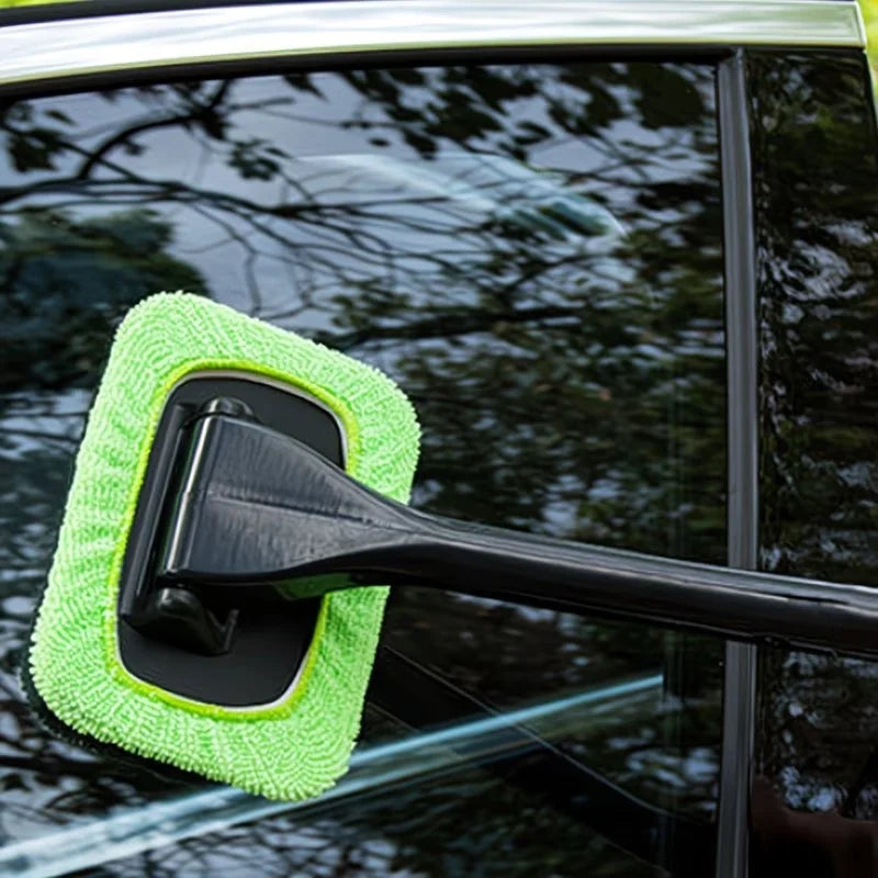 5Pcs Car Cleaning Set, Windshield Cleaning Tool, Reusable Cloth Pads, Car Interior Window Cleaning Rod, Car Wiper Brush