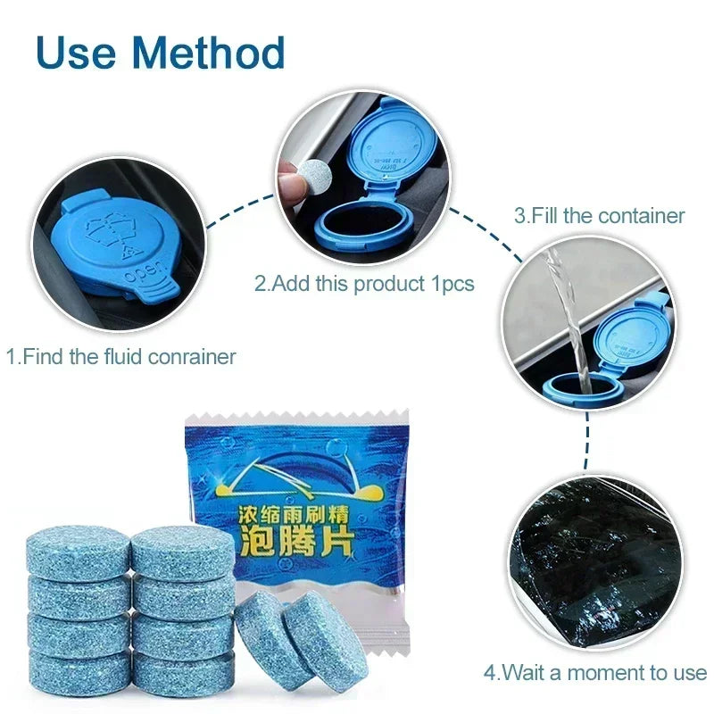 Car Windscreen Effervescent Tablets Solid Cleaner Auto Windshield Wiper Cleaning Tablets Glass Cleaning Car Washing Accessories