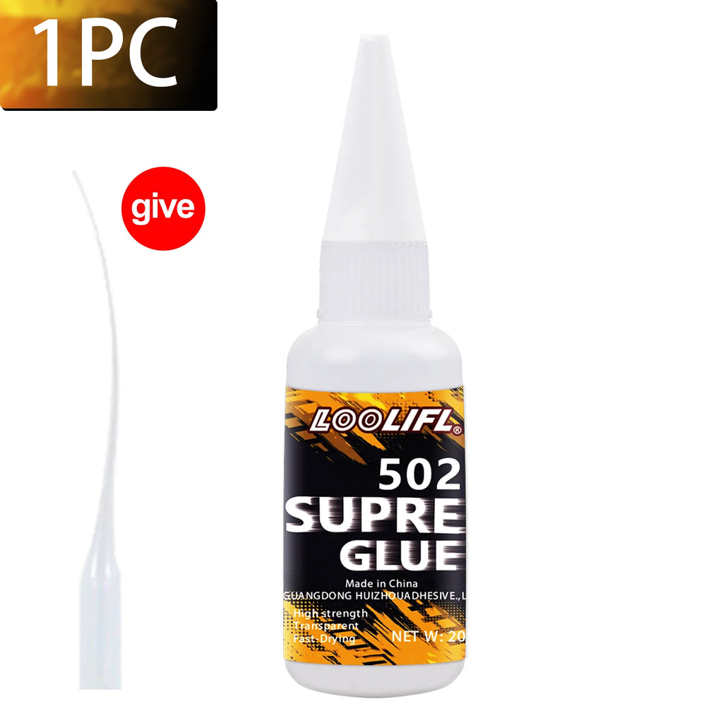 LOOLIFL1-7pcs Quick-drying 502 Super Glue Instant Cyanoacrylate Adhesive Leather Rubber Wood Metal Strong Bond Liquid Glue Tool