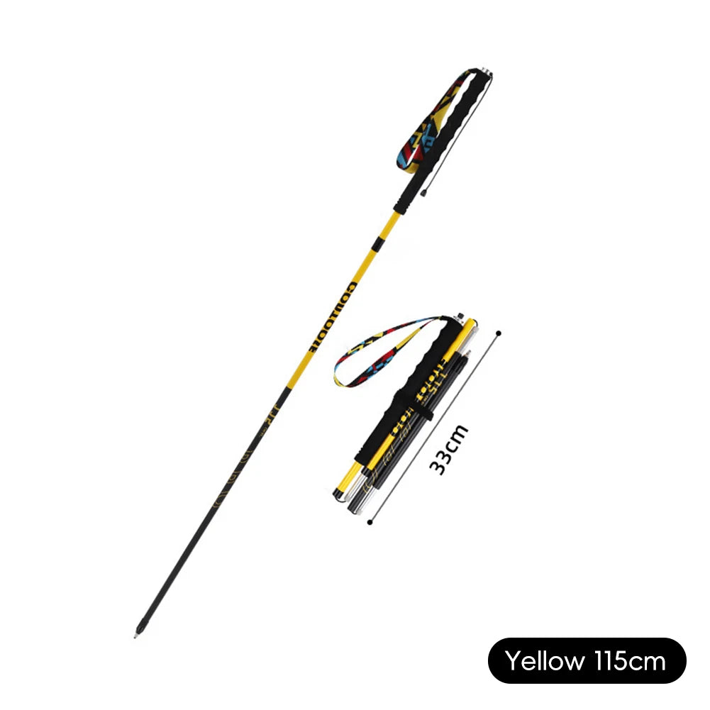 2026 New Ultra Light Carbon Fiber Trekking Pole Foldable Design Professional Hiking Trail Running Walking Stick 105-125CM Length