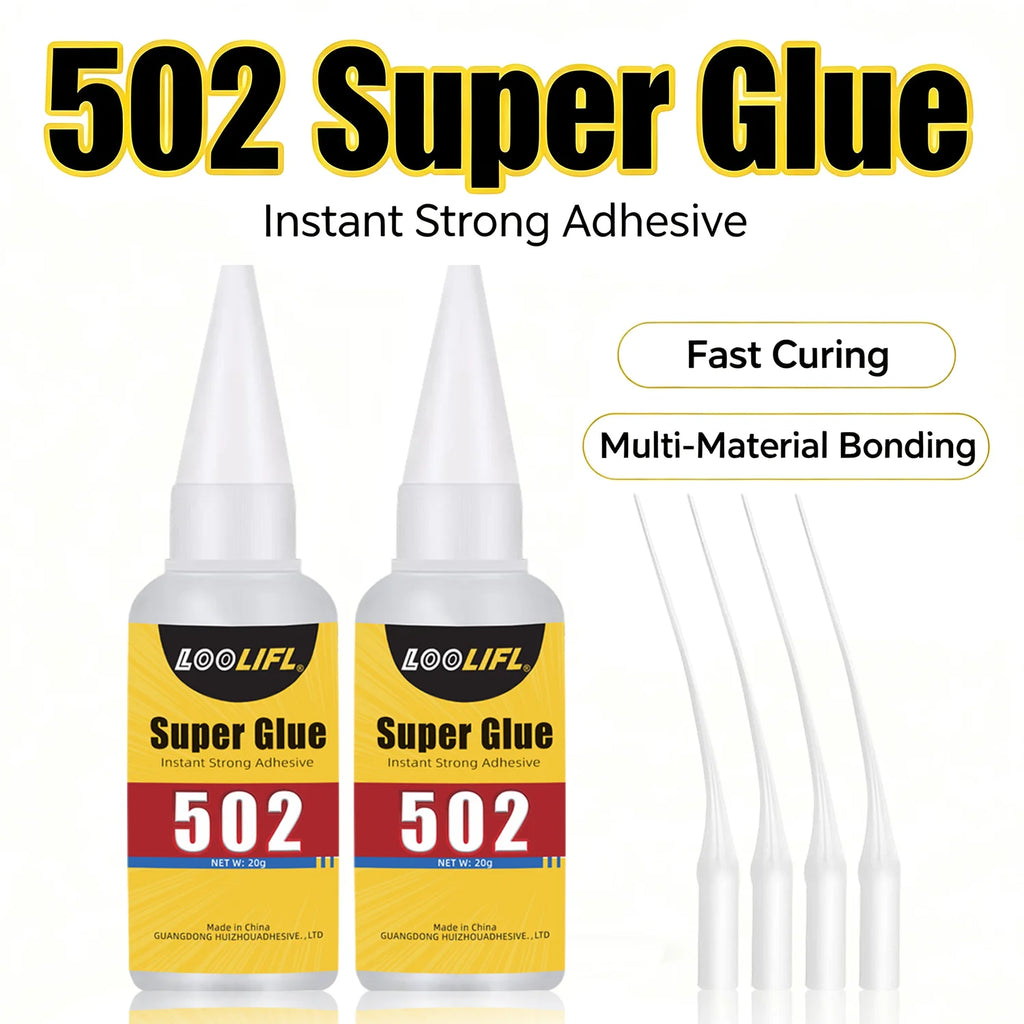 Loolifl 502 Super Glue 20g Instant Quick Dry Strong Cyanoacrylate Adhesive with Precision Nozzles Multi Purpose Household Repair