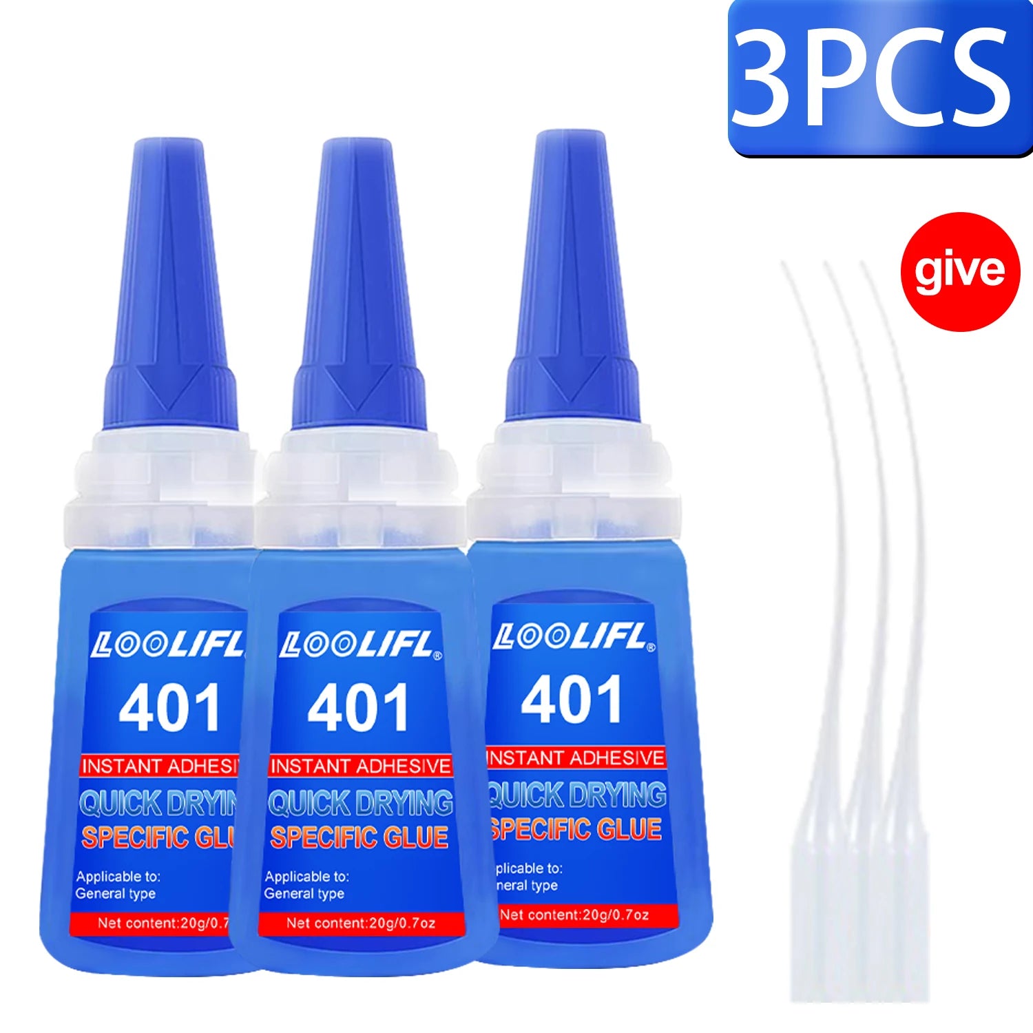 LOOLIFL 5PCS 401 Super Glue Extra Strong Quick Repair Glue Wood Rubber Metal Glass Cyanoacrylate Jewelry Adhesive Instant